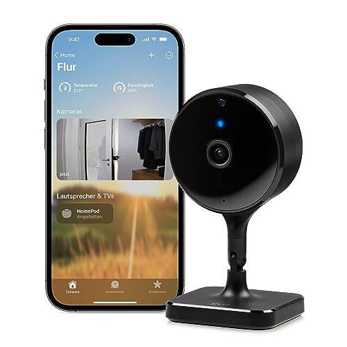 Eve Cam - Smarte Innenkamera, 1080p-Auflösung, WLAN, 100 Prozent Privatsphäre, HomeKit Secure Video, Mitteilung auf iPhone, Mikrofon und Speaker, Nachtsicht, Flexible Installation von Eve