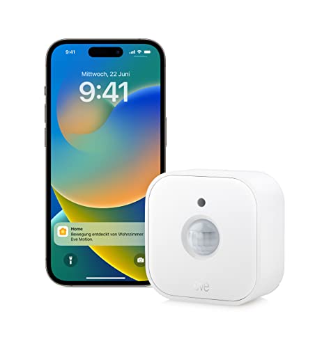 Eve Motion (Matter), Bewegungsmelder mit Lichtsensor (Innen-/Außenbereich), smarte Licht-/Geräte-Steuerung, kompatibel mit Alexa, Apple Home, Google Home, SmartThings, Thread Border Router erforderl von Eve