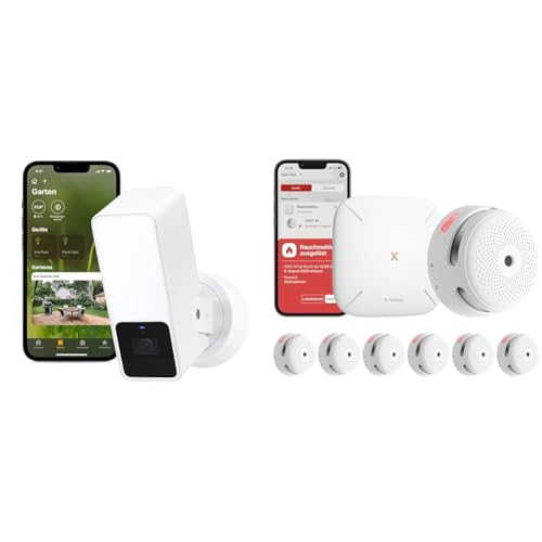 Eve Outdoor Cam White Edition – Smarte Überwachungskamera & X-Sense XS01-M ProConnected Rauchmelder mit SBS50 Basisstation von Eve