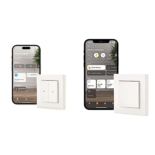 Eve Shutter Switch - Smarte Rollladensteuerung mit integrierten Zeitplänen & Light Switch – Smarter Lichtschalter, Einfach-, Wechsel- & Kreuzschaltung von Eve