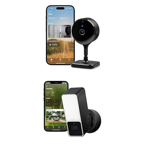 Eve Smarte Apple Home Überwachung Outdoor Cam – Smarte Überwachungskamera mit Flutlicht, Nachtsicht, Bewegungsmelder Cam - Smarte Innenkamera, 1080p-Auflösung, WLAN, 100 Prozent Privatsphäre von Eve