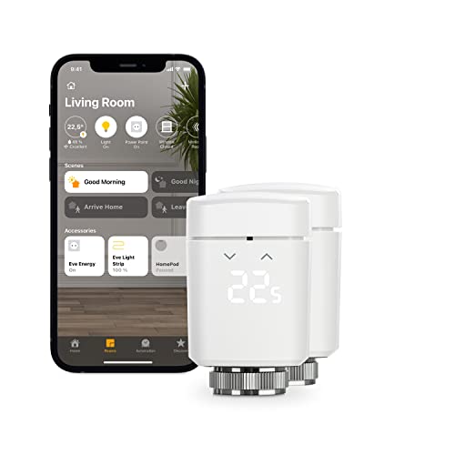 Eve Thermo, 2er Set – Smartes Heizkörperthermostat mit LED-Display, automatischer Temperatursteuerung, Keine Bridge erforderlich, Bluetooth, Thread, Apple HomeKit, Made in Germany Eve Thermo, 2er Set – Smartes Heizkörperthermostat mit LED-Display, automatischer Temperatursteuerung, Keine Bridge erforderlich, Bluetooth, Thread, Apple HomeKit, Made in Germany von Eve