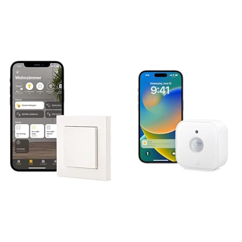 Smarte Beleuchtung - Eve Light Switch, Smarter Lichtschalter + Eve Motion (Matter) – Bewegungssensor mit Lichtsensor, Smarte Steuerung von Geräten, Matter & Thread - Thread Border Router erforderlich von Eve