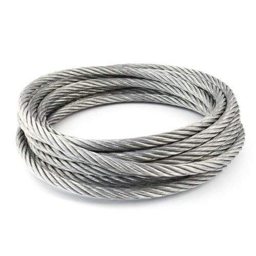30 Meter Edelstahl Drahtseil Ø 8mm Typ 7x19 (316 / V4A / 1.4401) Edelstahldraht Rostfrei Edelstahlseil set ohne PVC von Evek