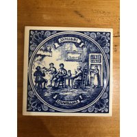 Delft Hand, Januar, Louwmaand, Handbemalte Blau-Weiße Wandfliese von EvelynMaiVintage