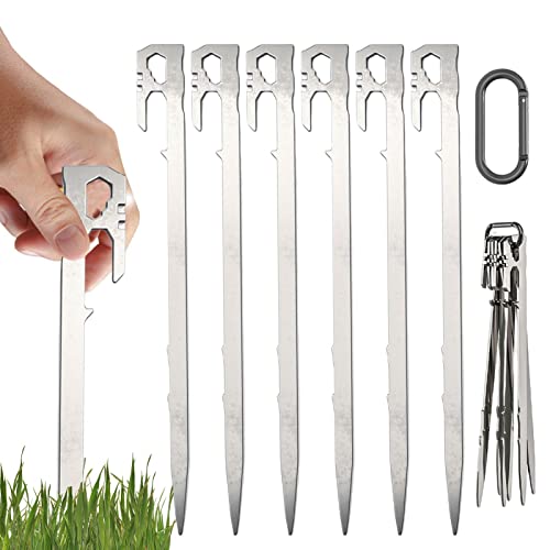 Zeltheringe für Campingzelte, robuste Zeltheringe mit verstärkten Nagelköpfen, Zeltheringe aus Metall, strapazierfähig, Edelstahl, hohe Wind-Campingpfähle für Boden, Hofpfähle für Baldachin, 6 Stück Zeltheringe für Campingzelte, robuste Zeltheringe mit verstärkten Nagelköpfen, Zeltheringe aus Metall, strapazierfähig, Edelstahl, hohe Wind-Campingpfähle für Boden, Hofpfähle für Baldachin, 6 Stück von Evember
