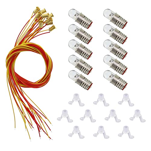 10Stk. Beleuchtungssockel komplett klein Leuchtmittel-Halterung led Birne lampen warm weiß E5 E5.5 H0 12-14v von Evemodel