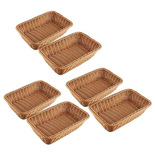 Evenden 6 Stück Rechteckiger Korb für Tisch- Oder Theken Display für Brot, Obst und Gemüse Weiden Körbe für MäRkte, Bäckerei von Evenden