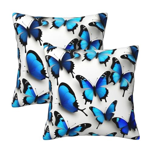 Evengigy Kissenbezug mit vielen blauen Schmetterlingen, quadratisch, 40 x 40 cm, 2 Stück Evengigy Kissenbezug mit vielen blauen Schmetterlingen, quadratisch, 40 x 40 cm, 2 Stück von Evengigy