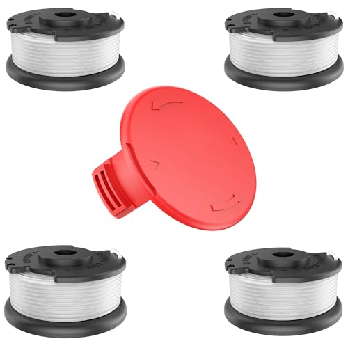 EVENLINKICS 4 Stück Ersatzfadenspule mit 1 Trimmerabdeckung, für Einhell Rasentrimmer GE-CT 18/28 Li und GE-CT 18/28 Li TC, für Einhell fadenspule TLE-03,Spulenabdeckung TLE-03-1 von Evenlinkics