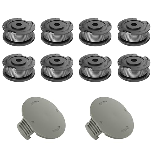 EVENLINKICS Rasentrimmer Fadenspule,für Bosch Akku Rasentrimmer EasyGrassCut 18，23，26.Fadenspule Ø 1,6 mm länge 4.8 m，kompatibel mit bosch F016800569 original spule（8 spulen, 2 Trimmerabdeckung） von Evenlinkics