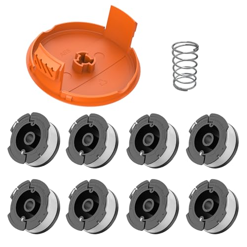 EVENLINKICS Rasentrimmer spulen, Trimmer Spule für Black Decker Rasentrimmer,A6481 A6485 Trimmer Fadenspule kompatibel mit Black Decker Rasentrimmer.(8 Ersatzfadenspule +1 Spulenabdeckung+1 Feder) von Evenlinkics