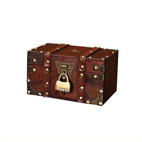 Evenlyao Holzkiste Klein Schatzkiste Box Mit Deckel Schatztruhe Groß Mit Schloss Abschließbar Mit Schlüssel Massiv Brown Kolonialst Schatulle Bauernkasse Piratentruhe Geldtruhe von Evenlyao