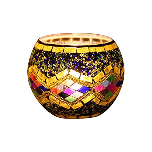 Evenlyao Kerzenhalter Glas Windlicht Outdoor Candle Holder Teelichthalter Zerbrochenes Glas Mosaik von Evenlyao