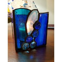 Coole Serenity Blue Achat Glas Teelichthalter - Einzelstück Coole Serenity Blue Achat Glas Teelichthalter - Einzelstück von EvenstarGlass