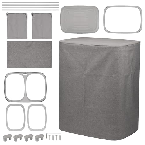 EVENT DECOR SHOP 90L Grau Wäschesammler mit Deckel - Doppelfach Faltbarer Wäschekorb mit Kunststoffrahmen & Polyestergewebe, Abnehmbare Taschen für Schlafzimmer Badezimmer Aufbewahrung von Event Decor Shop