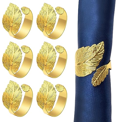EVENT DEKOR SHOP Stilvolle Blätter Serviettenringe, Strass und Kristall Urlaub Zubehör – Gold Serviettenhalter für Hochzeiten, Partys, Tischdekorationen – Paket mit 18 (Gold) von Event Decor Shop