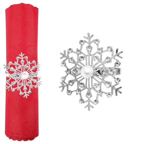 EVENT DEKOR SHOP Weihnachts-Serviettenhalter – Schneeflocken Serviettenringe mit gefälschten Perlen und Strasssteinen für das neue Jahr, Hochzeit, Thanksgiving, festliche Tische und EVENT DEKOR SHOP Weihnachts-Serviettenhalter – Schneeflocken Serviettenringe mit gefälschten Perlen und Strasssteinen für das neue Jahr, Hochzeit, Thanksgiving, festliche Tische und von Event Decor Shop