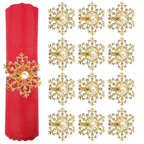 EVENT DEKOR SHOP Weihnachts-Serviettenhalter – Schneeflocken Serviettenringe mit gefälschten Perlen und Strasssteinen für das neue Jahr, Hochzeit, Thanksgiving, festliche Tische und EVENT DEKOR SHOP Weihnachts-Serviettenhalter – Schneeflocken Serviettenringe mit gefälschten Perlen und Strasssteinen für das neue Jahr, Hochzeit, Thanksgiving, festliche Tische und von Event Decor Shop