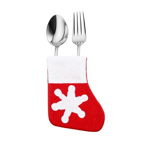 Event Decor Shop Mini Santa Stocking Utensilienhalter - Weihnachten Geschirr Halter & Wiederverwendbare Bestecktasche Urlaub Tisch Besteck Organizer mit Gabel Löffel Tasche - Xmas Dining Decor (1PC) von Event Decor Shop