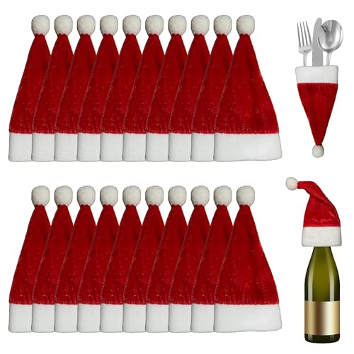 Event Decor Shop Mini-Utensilienhalter mit Weihnachtsmannmütze, Weihnachtsgeschirrhalter, wiederverwendbare Bestecktasche, Gabel- und Löffeltasche, Urlaubstisch, Besteck-Organizer für festliches Essen Event Decor Shop Mini-Utensilienhalter mit Weihnachtsmannmütze, Weihnachtsgeschirrhalter, wiederverwendbare Bestecktasche, Gabel- und Löffeltasche, Urlaubstisch, Besteck-Organizer für festliches Essen von Event Decor Shop
