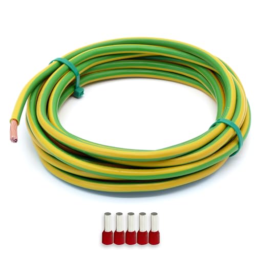 Event-Kabel&more-Set Erdungskabel 10mm² - Grün/Gelb - H07V-K - Erdungsleitung Aderleitung feindrähtig flexibel (5-100m) inkl. 5 Aderendhülsen (25 Meter) von Event-Kabel & more
