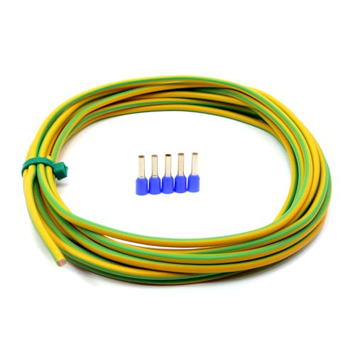 Erdungskabel 4mm² - Grün/Gelb - H07V-K - Erdungsleitung Aderleitung feindrähtig flexibel (5-100m) inkl. 5 Aderendhülsen (45 Meter) von Event-Kabel & more