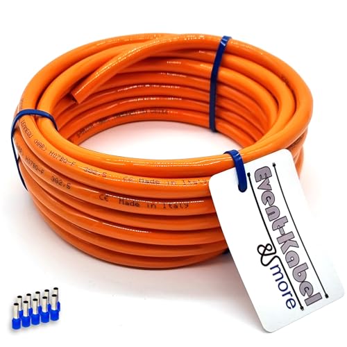Event-Kabel & more PUR-Leitung orange H07BQ-F 3x2,5mm2 Polyurethanleitung, Baustellenkabel, Industriekabel für den Außenbereich 5-100m inkl. 10x 2,5mm² Aderendhülsen (35 Meter) von Event-Kabel & more