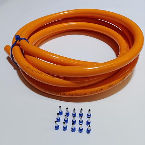 PUR-Leitung orange H07BQ-F 5x2,5mm2 Polyurethanleitung, Baustellenkabel, Industriekabel für den Außenbereich 5-100m inkl. 15 Aderendhülsen (25 Meter) von Event-Kabel & more