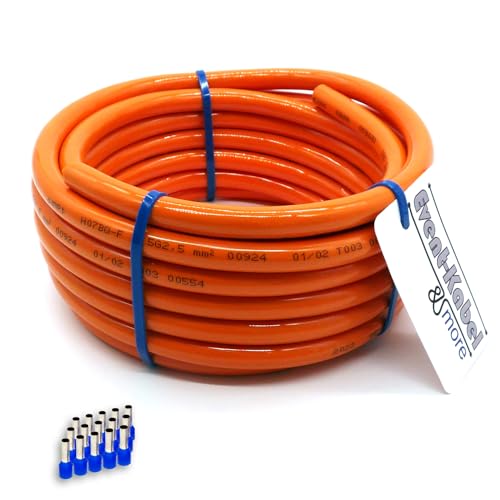 PUR-Leitung orange H07BQ-F 5x2,5mm2 Polyurethanleitung, Baustellenkabel, Industriekabel für den Außenbereich 5-100m inkl. 15 Aderendhülsen (35 Meter) von Event-Kabel & more