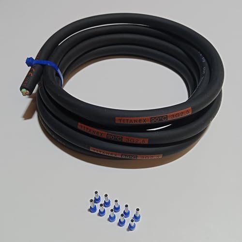 TITANEX H07RN-F 3x2,5 mm² (3G2,5) Gummikabel, Baustellenkabel, Campingkabel für den Außenbereich 5-100m inkl. 10 Aderendhülsen (15 Meter) von Event-Kabel & more