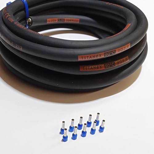 TITANEX H07RN-F 4x1,5 mm² (4G1,5) Motorenkabel, Gummikabel, Baustellenkabel für den Außenbereich 5-50m inkl. 10 Aderendhülsen (15 Meter) von Event-Kabel & more