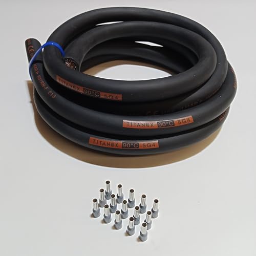 TITANEX H07RN-F 5x4 mm² (5G4) schweres Gummikabel, Baustellenkabel für den Außenbereich 5-50m inkl. 15 Aderendhülsen (20 Meter) von Event-Kabel & more