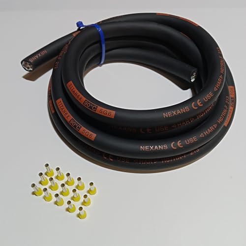 TITANEX H07RN-F 5x6 mm² (5G6) schweres Gummikabel, Baustellenkabel für den Außenbereich 5-50m inkl. 15 Aderendhülsen (5 Meter) von Event-Kabel & more