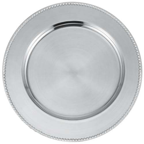 Event Kauf Platzteller Silber mit Perlrand 1 Stück Ø 33 cm B Ware - Unterteller Dekoteller für Hochzeit, Weihnachten - wiederverwendbar von Event Kauf