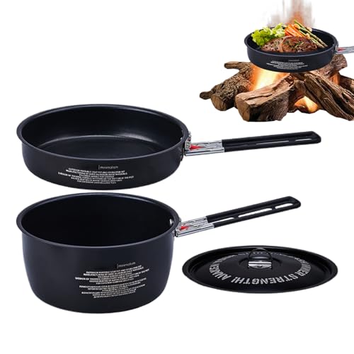 Eventerde Camping-Küchenset | Kochtopf und Pfanne für Camping | abnehmbarer Griff zum Erhitzen der Uniform für Küche, Outdoor, Picknick, Familie von Eventerde