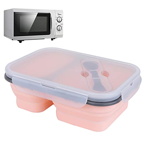 Eventerde Faltbare Bento-Box - Faltbare Bento-Lunchbox mit 2 Fächern | Lebensmittelbehälter mit großem Fassungsvermögen, sicher in Spülmaschine und Gefrierschrank für Erwachsene und Kinder von Eventerde