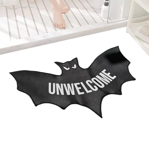 Eventerde Halloween Bodenmatte | Fledermäuse Unerwünscht Matte Deko Für Zimmer | Gotische Fußmatte Halloween Dekorationen Für Küche Spukhaus Terrasse Schlafzimmer Innenbereich Außenbereich von Eventerde