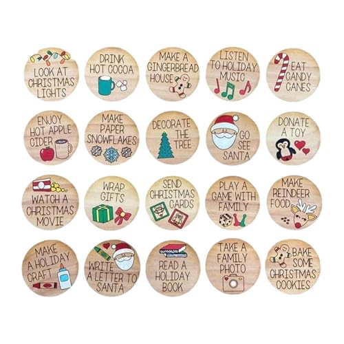 Eventerde Hölzerne Weihnachts-Event-Münze | Eventmünzen zu Weihnachten | Countdown-zu-Weihnachts-Münzen aus Holz für Heimwerkerarbeiten und Feiertags-Sammelalben von Eventerde