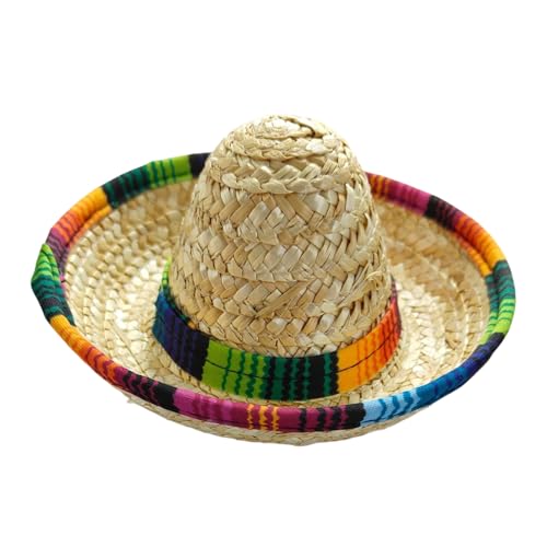 Eventerde Mexikanische Sombrero Hüte,Geflochtener Mexiko Hut - Weitkrempiger Kopfschmuck Für Outdoor Feste Kostümpartys Haustiere Kinder Geburtstag von Eventerde