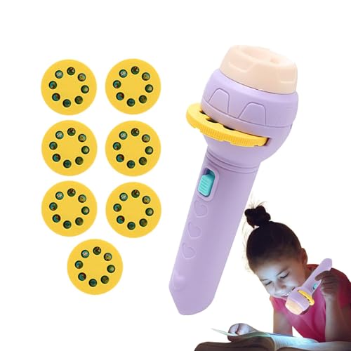 Eventerde Taschenlampen-Projektor-Spielzeug, Kinder-Projektor-Spielzeug,Taschenlampen-Lernspielzeug - 56 Bilder, 7 Themen, tragbarer Taschenlampenprojektor für die kognitive Bildung vor dem von Eventerde