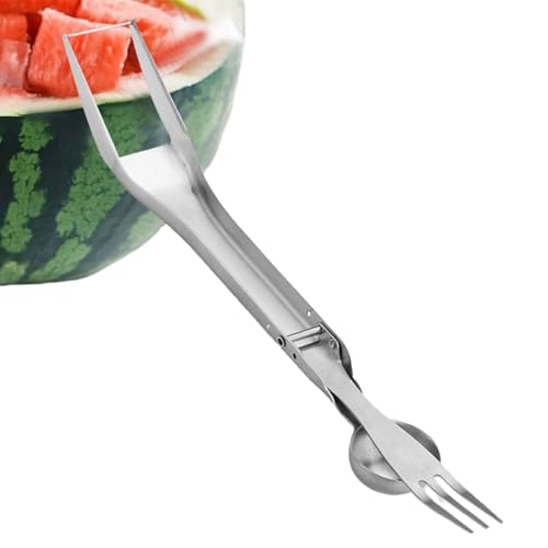 Eventerde Wassermelonen-Zerkleinerer | Edelstahl Obstschneider | Multifunktion Tragbarer Küchenhelfer Mit Gabel-Löffel Für Obstsalat Kochen Mittagessen Picknick von Eventerde