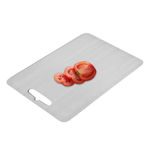 Titan Schneidebrett Stainless Steel Cutting Board 46x30cm Aufhängbar Doppelseitiges Lebensmittel Grade Schneidebrett Leicht Zu Reinigen Edelstahl Für Fleisch Brot Obst Camping Im Freien Wandern von Eventerde