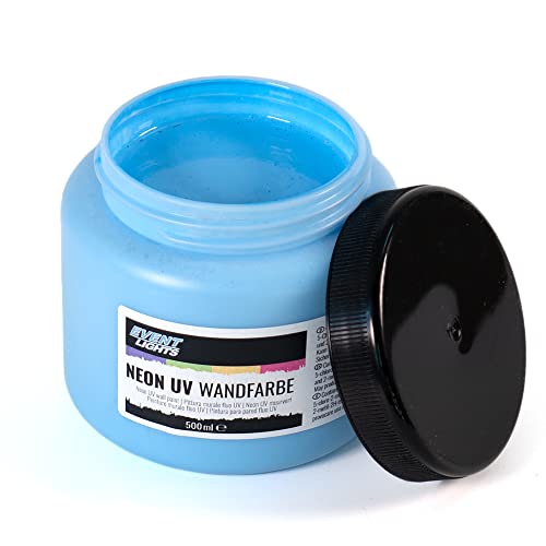 Eventlights NEON UV Farbe blau - 500 ml - UV Leuchtfarbe - Wandfarbe - Schwarzlicht von Eventlights