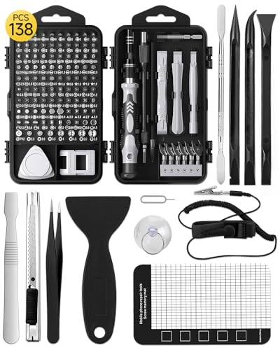 Eventronic 138 in 1 Feinmechaniker Schraubendreher Set Magnetisch, Mini Feinmechaniker Werkzeug Set, Handy Reparatur Werkzeug Set für iPhone, Laptop, Computer, Uhren, Tablet, Kamera (Schwarz) von Eventronic