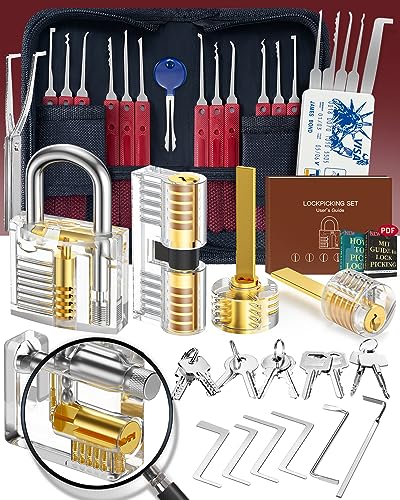 Eventronic 37+5 Stück Lockpicking Set, [2024 Neueste Pioneer Edition & Neues Freischaltungserlebnis] Dietrich Set mit 5 Transparente Schlösser, Handbuch für Anfänger & Profis Schlosser von Eventronic