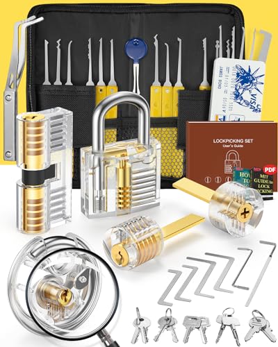 Eventronic 37+5 Stück Lockpicking Set, [Super Spaß & Bessere Praxis] Dietrich Set mit 5 Transparente Schlösser, Bieten Sie Lockpicking Guides für Anfänger und Profis von Eventronic