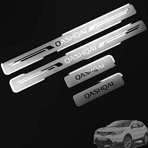4 Stück Autotür Einstiegsleisten Zubehör für Nis-san Qashqai J10 J11, Verschleißplatte Aufkleber Auto Styling Schwelle Abdeckung Schutzleiste, Edelstahl von Ever TA