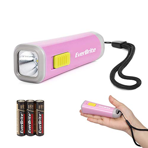 EverBrite Mini LED Taschenlampe mit Kordel bunt klein rosa lila, Kindertaschenlampe 1W mit 3 AAA Batterien, für Kinder, Mädchen, Geburtstagsgeschenk von EverBrite