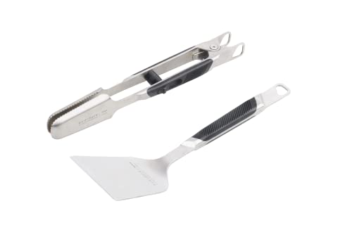 everdure by Heston blumenthal Premium Grillbesteck I 2-teiliges Besteckset bestehend aus Grillzange + Grillwender I Grillzubehör aus gebürstetem Edelstahl mit Softgriff & Aufhänger von Everdure